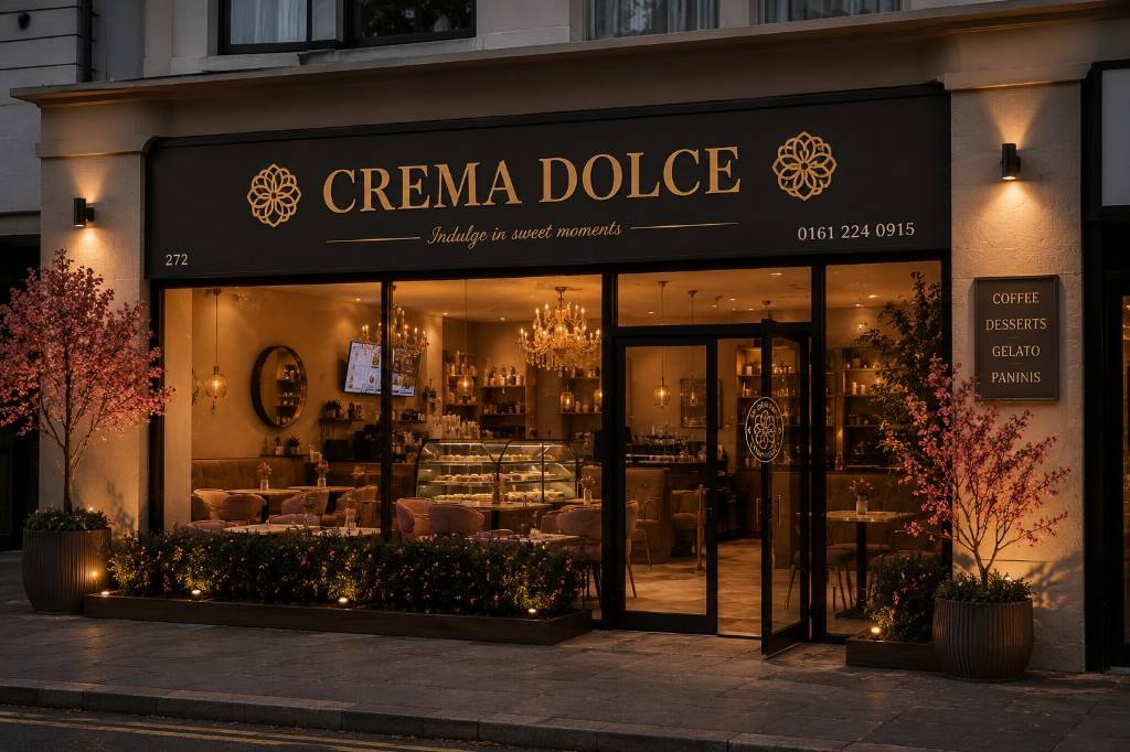 Crema Dolce café exterior near Denton