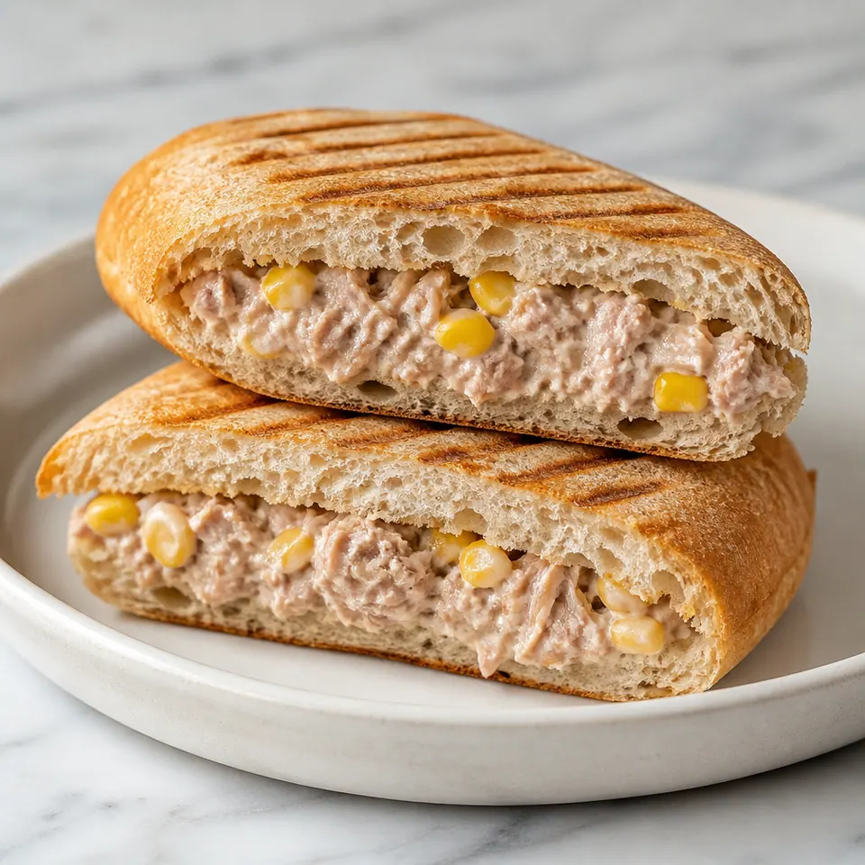 Grilled Tuna Sweetcorn Panini, Halal Paninis in Denton at Crema Dolce